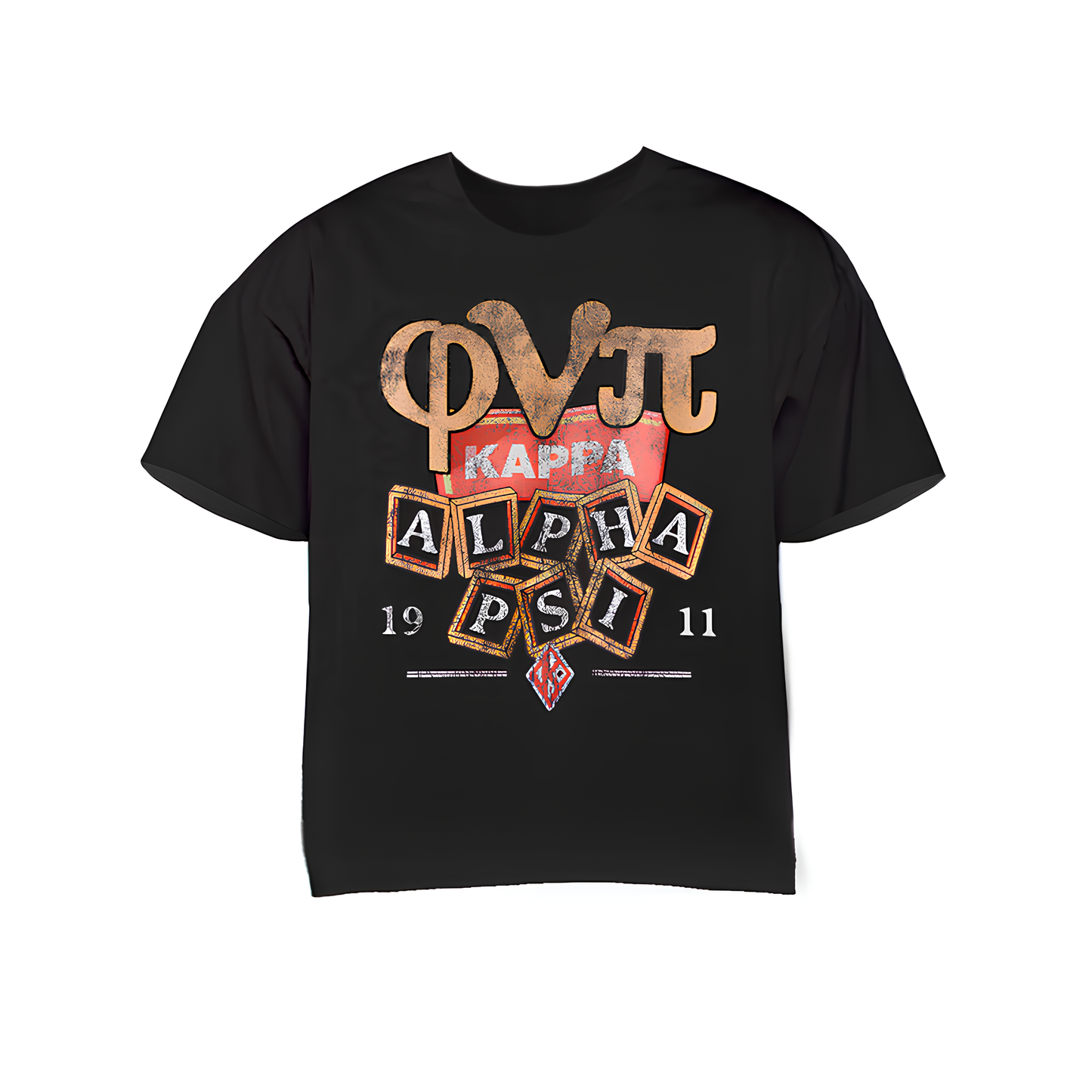 Phi Nu Pi "Kappa Block Letters" Black Tee