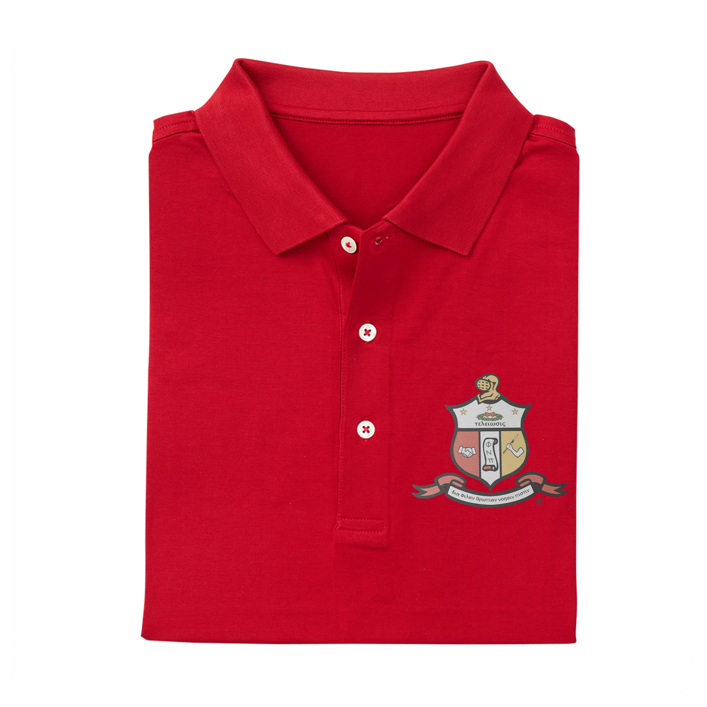 Kappa Alpha Psi: Pres Mercerized Supima Red "Coat of Arms" Polo
