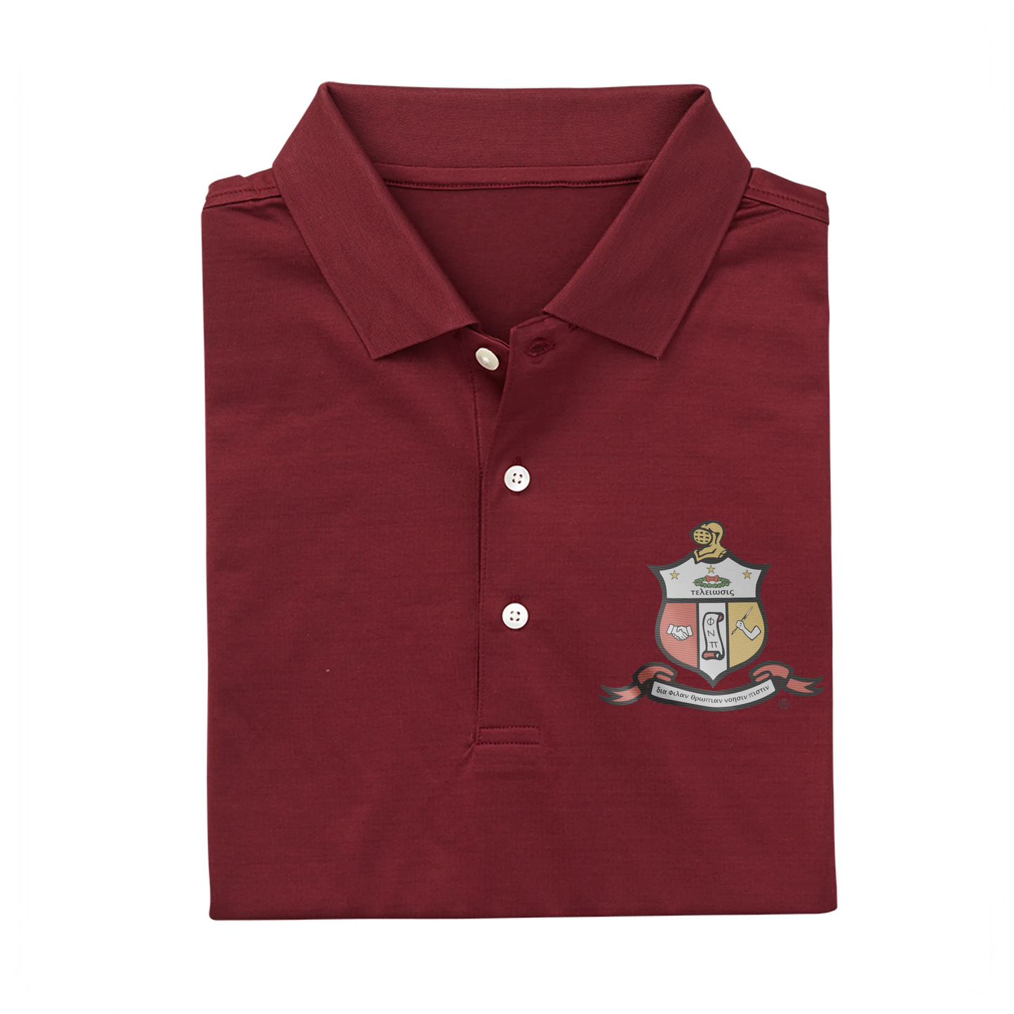 Kappa Alpha Psi: Pres Mercerized Supima Crimson "Coat of Arms" Polo