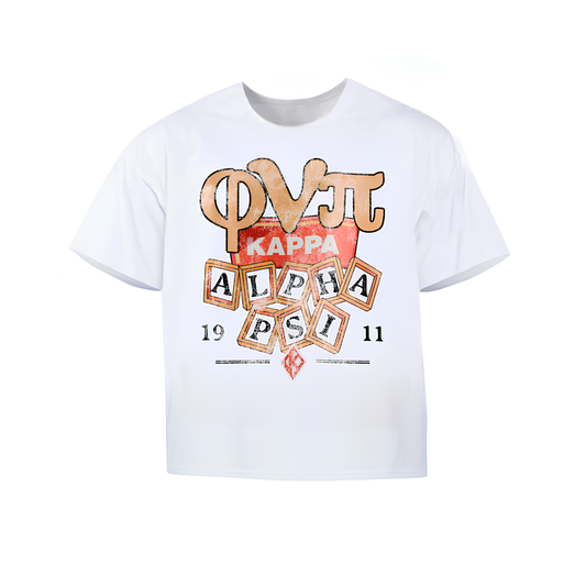 Phi Nu Pi "Kappa Block Letters" White Tee