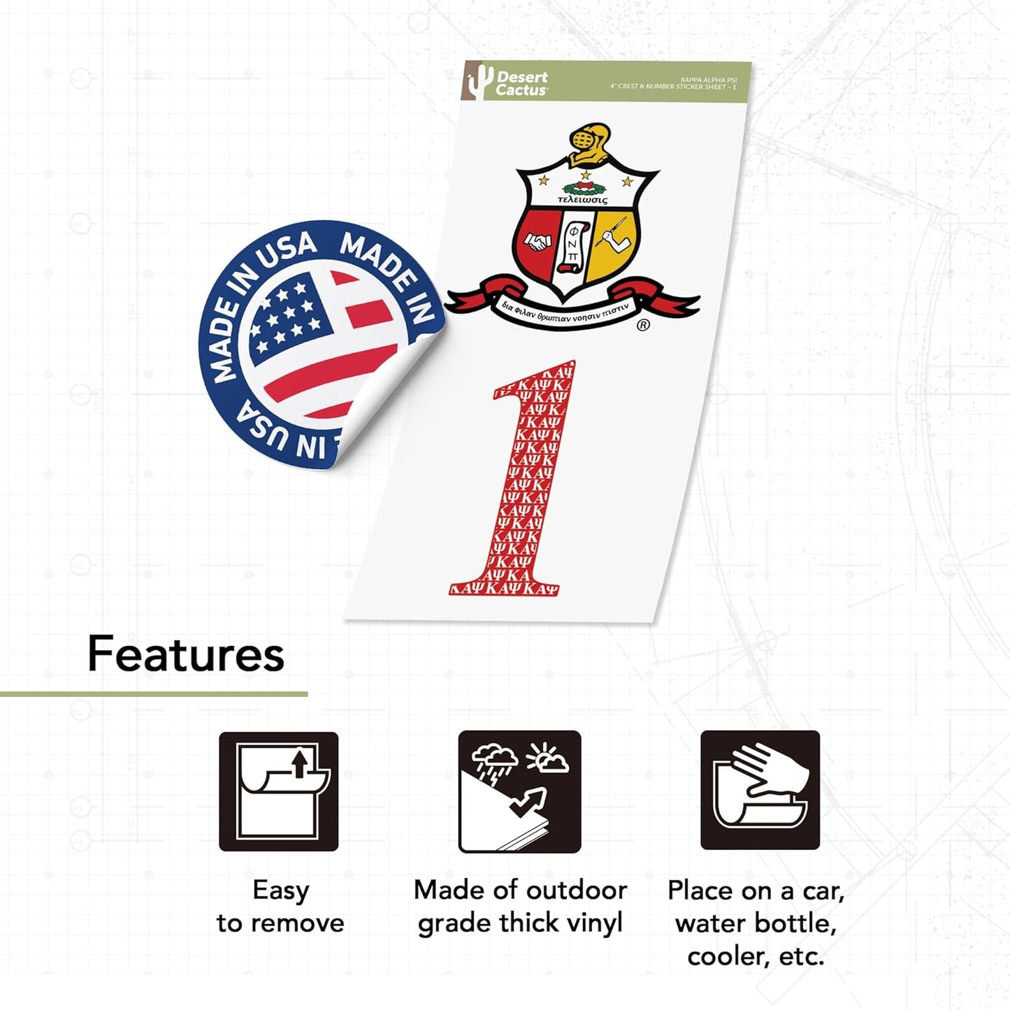 Kappa Alpha Psi Sticker 4 inch Line #1