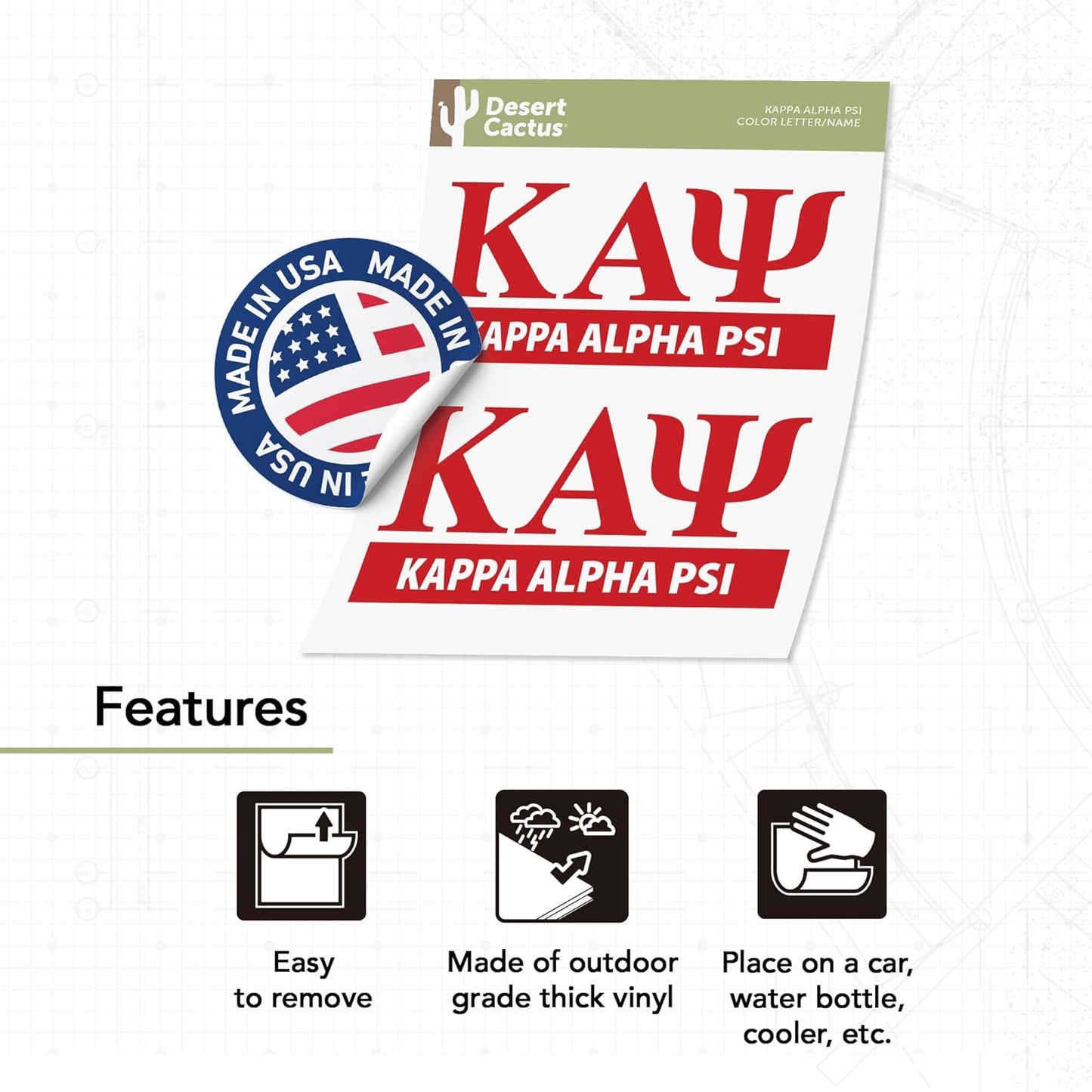 Kappa Alpha Psi Sticker Color Letter & Name