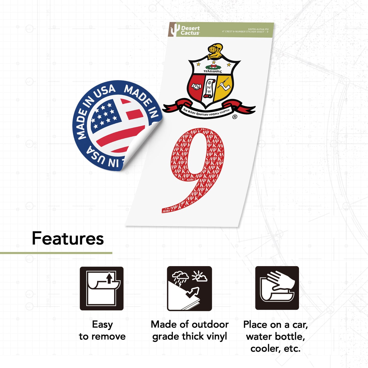 Kappa Alpha Psi Sticker 4 inch Line #9