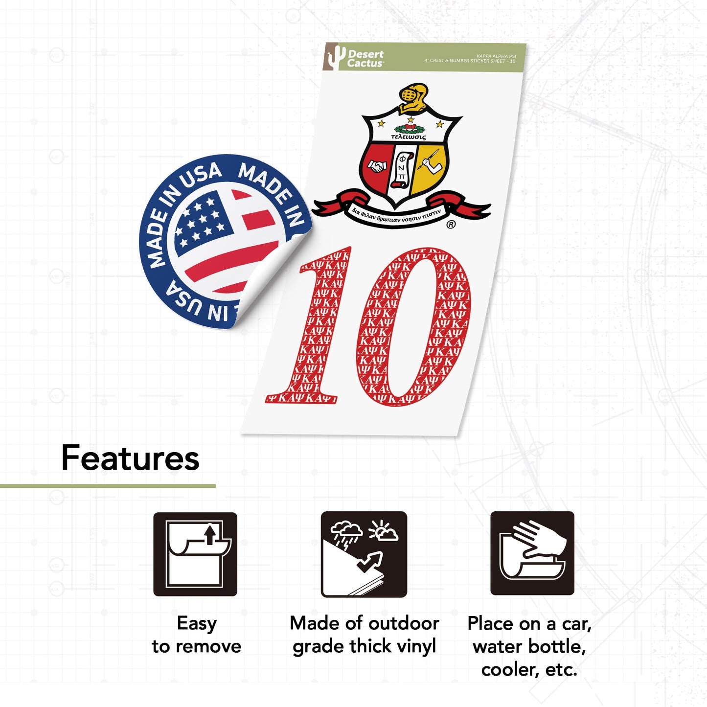 Kappa Alpha Psi Sticker 4 inch Line #10