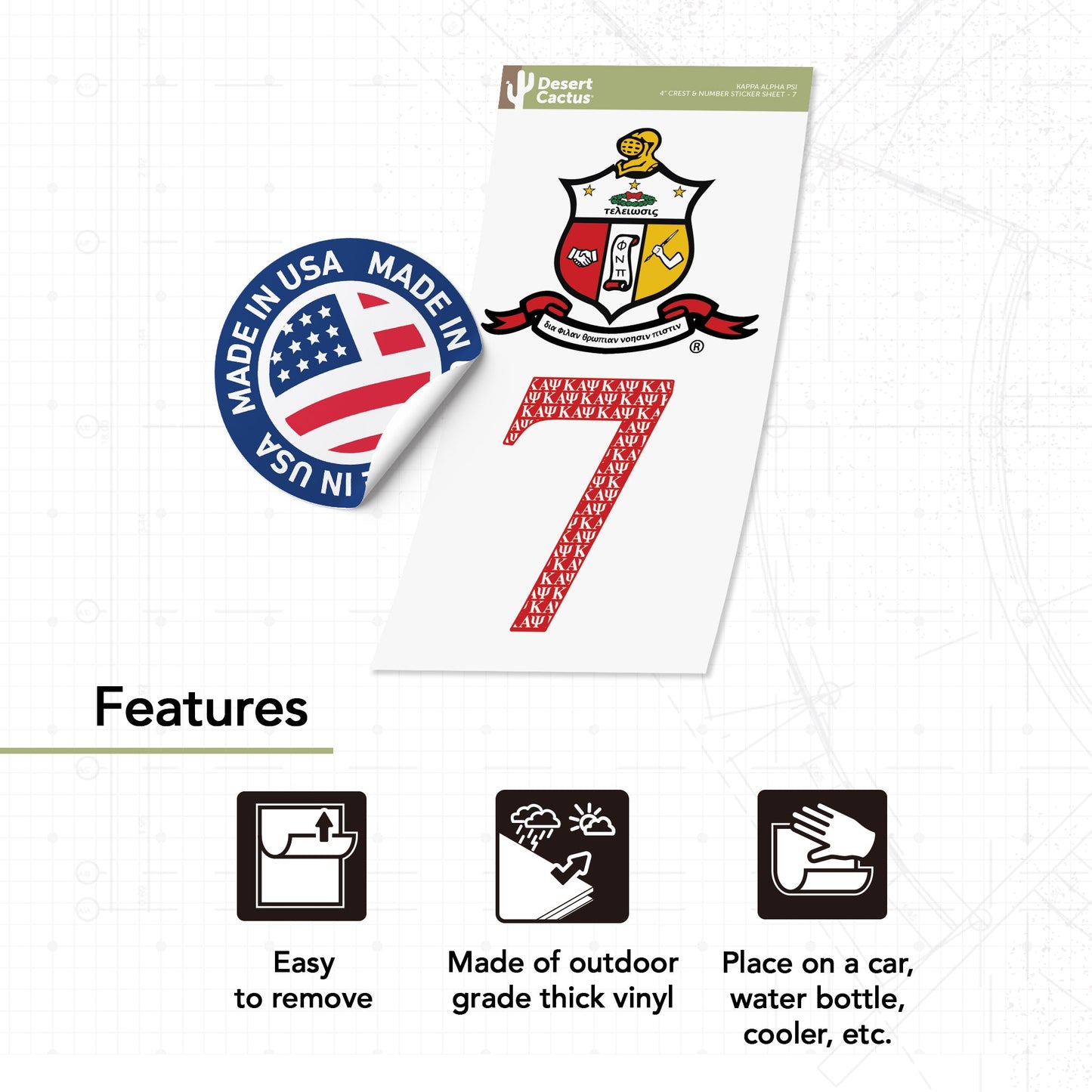 Kappa Alpha Psi Sticker 4 inch Line #7