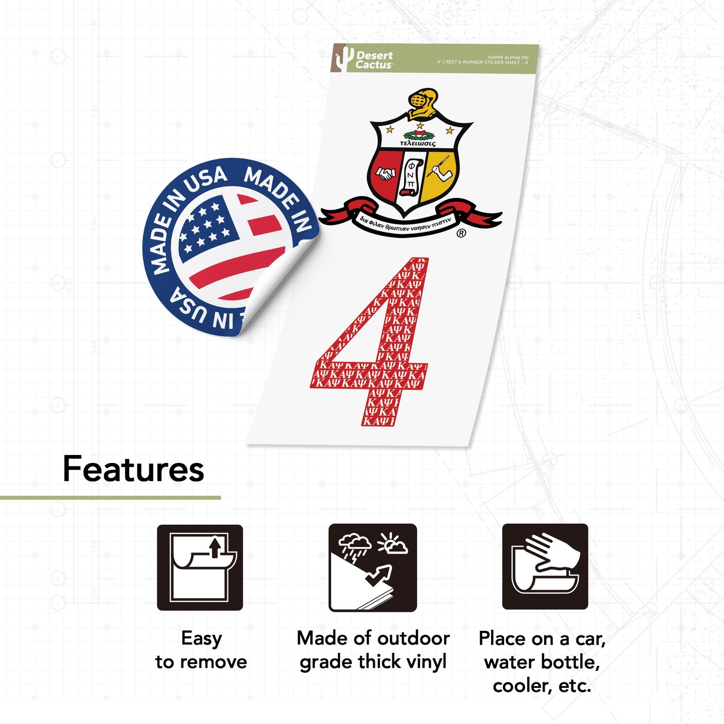 Kappa Alpha Psi Sticker 4 inch Line #4