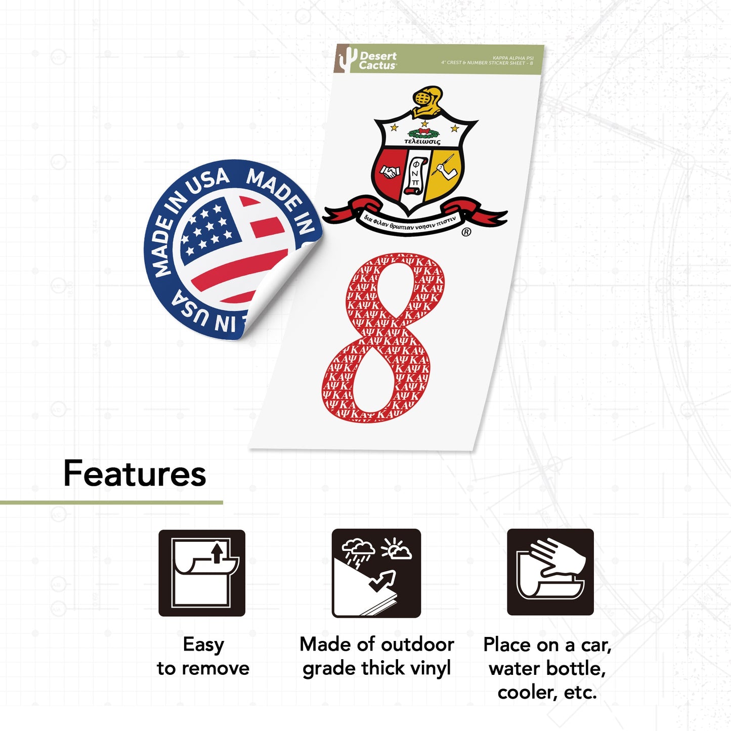 Kappa Alpha Psi Sticker 4 inch Line #8