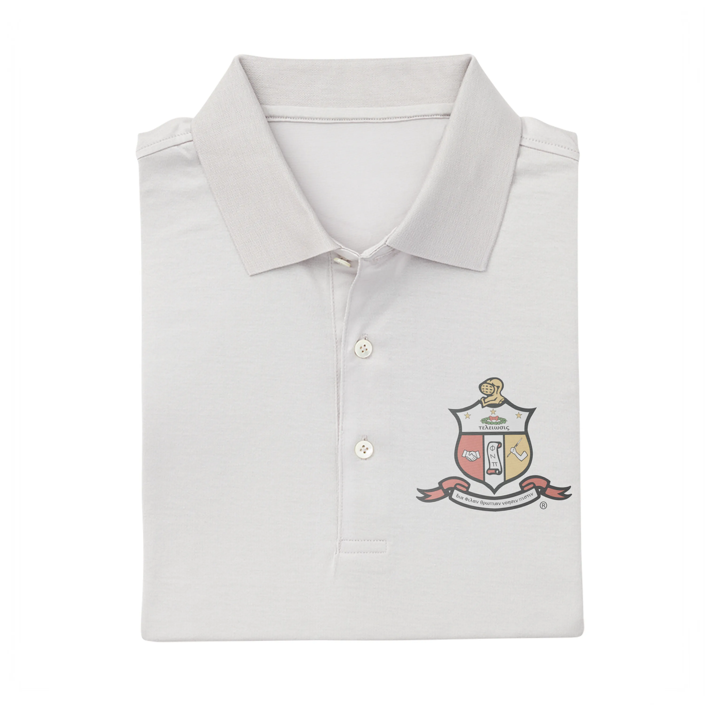 Kappa Alpha Psi: Pres Mercerized Supima, Cloud/Gray "Coat of Arms" Polo