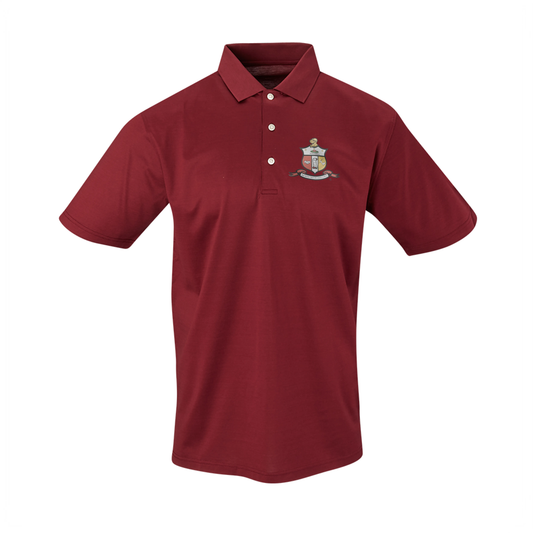Kappa Alpha Psi: Pres Mercerized Supima Crimson "Coat of Arms" Polo