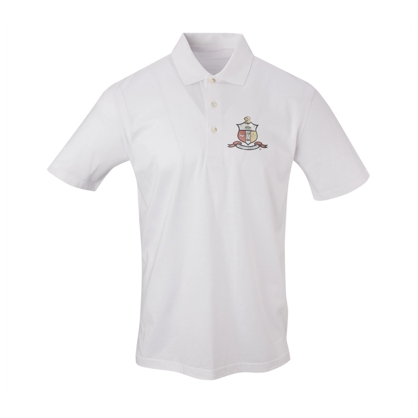 Kappa Alpha Psi: Pres Mercerized Supima White "Coat of Arms" Polo