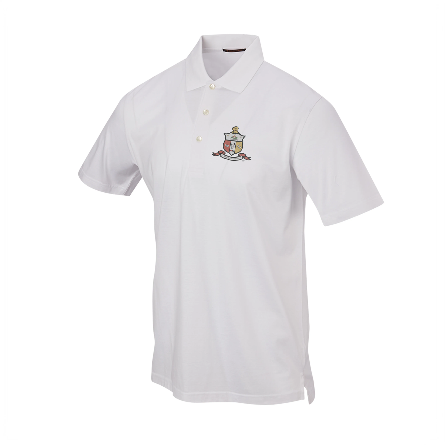 Kappa Alpha Psi: Pres Mercerized Supima White "Coat of Arms" Polo